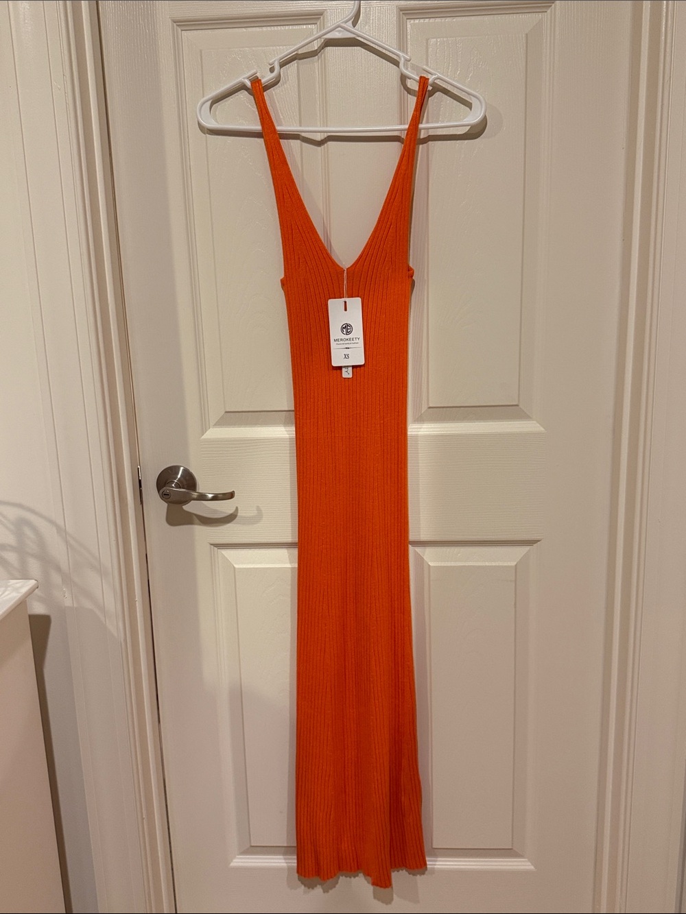 Sleeveless Deep V Orange Maxi Dress